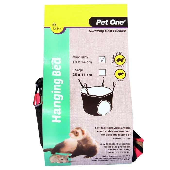 PET ONE SMALL ANIMAL HANGING BED FERRET RAT L 25X11CM PAMPERED PETZ HORNSBY