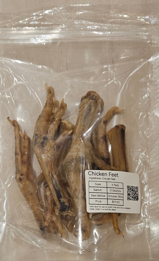 PAMPERED PETZ Chicken Feet Dehydrated Treats 6pk