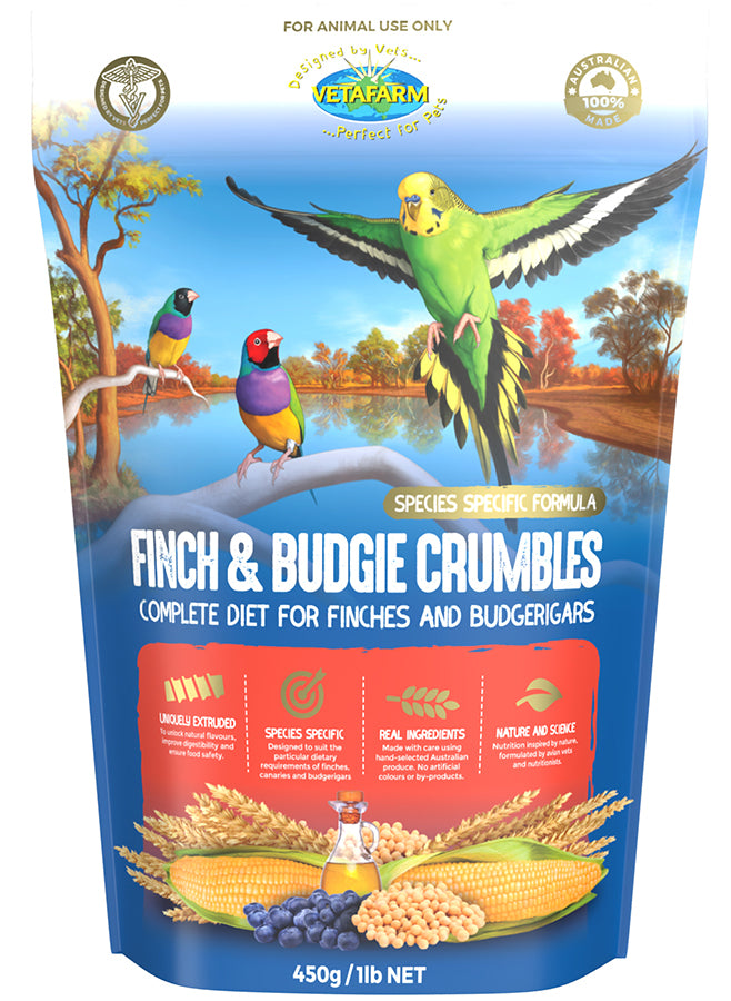 VETAFARM FINCH & BUDGIE CRUMBLES 450G