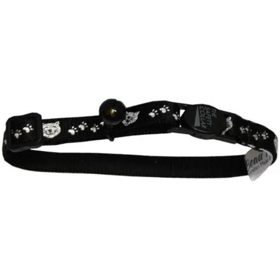 BEAU PETS Collar Nylon Cat Safety Reflect.Face Black 10mm x 20-30cm