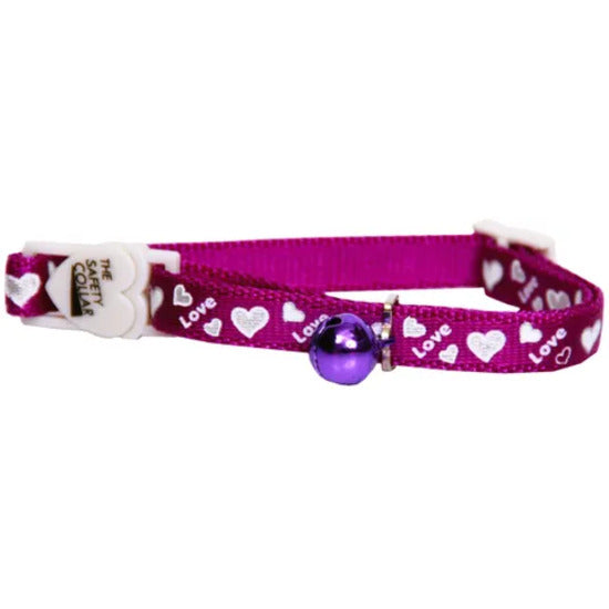 BEAU PETS Collar Cat Safe-Bkl Love/Hearts Purple 10mm x 20cm - 30cm