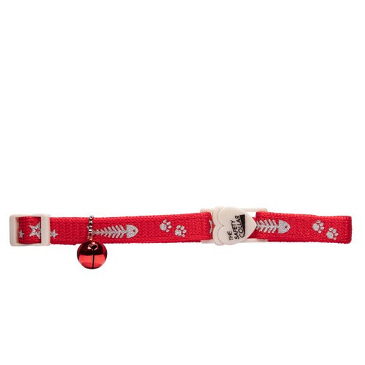 BEAU PETS Collar Cat Safe-Buckle Fish Bone Red 10mm x 20cm - 30cm