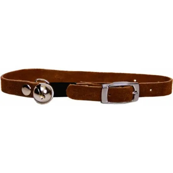 BEAU PETS Collar Suede Cat Safety w/Bell Brown 10mm x 30cm