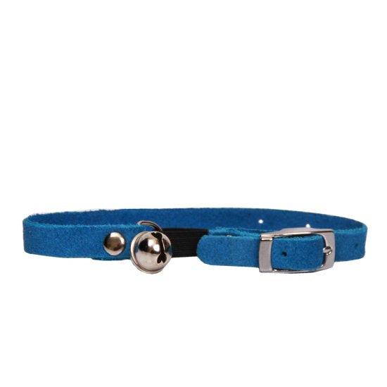 BEAU PETS Collar Suede Cat Safety w/Bell Blue 10mm x 30cm