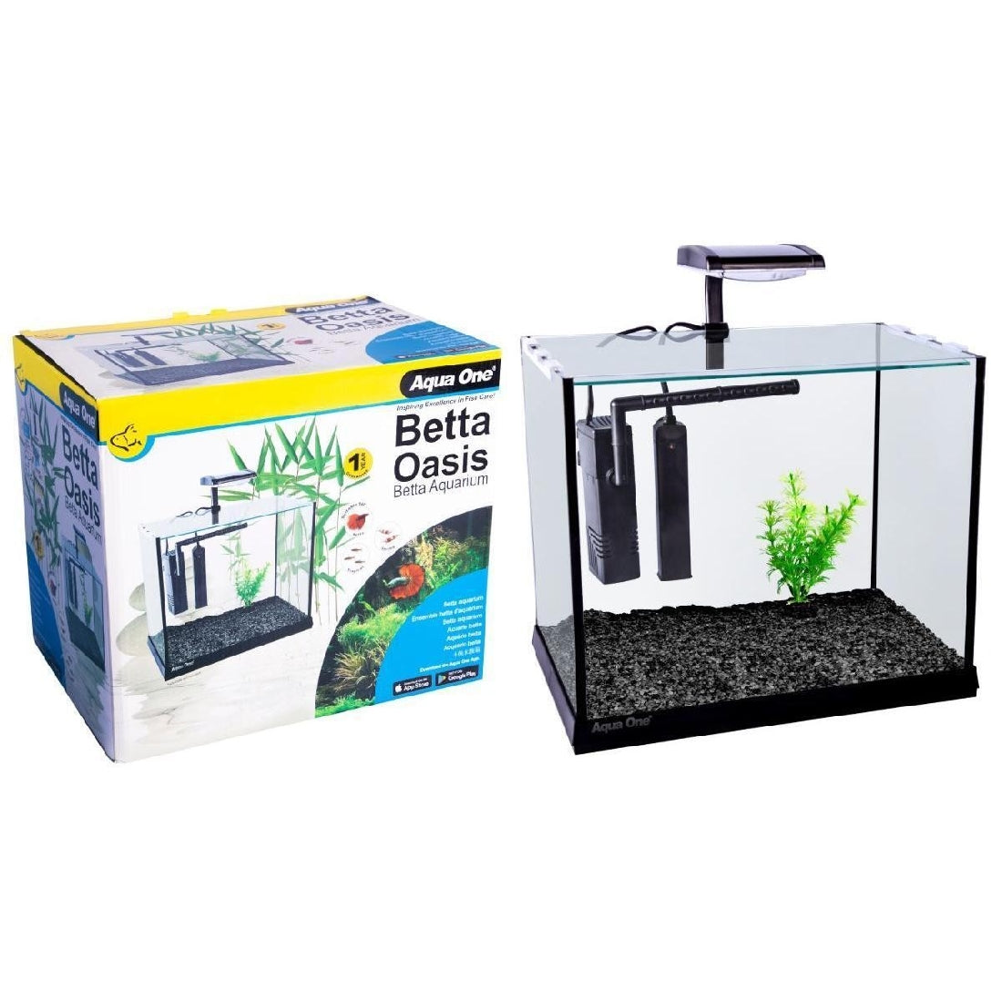 AQUA ONE OASIS BETTA AQUARIUM 31 W X 20 D X 26CM H BLACK (LOCAL DELIVERY AND CLICK AND COLLECT ONLY)