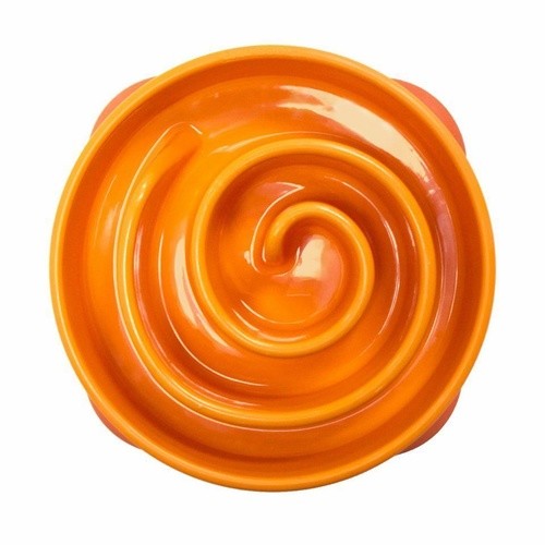 OUTWARD HOUND FUN FEEDER SLOW BOWL FOR DOGS - ORANGE CORAL MAZE