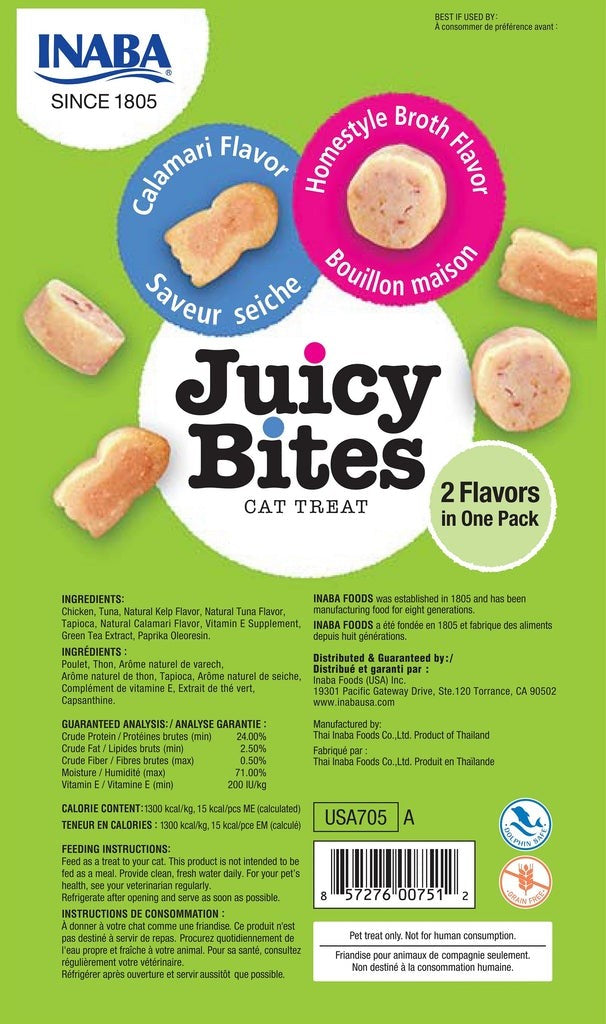 INABA JUICY BITES HOMESTYLE BORTH & CALAMARI CAT TREAT 34G