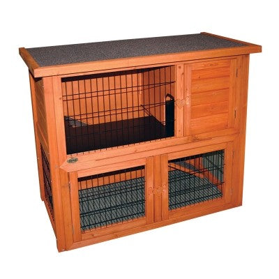 PET ONE SMALL ANIMALS HUTCH & RUN WOODEN TWO STOREY104WX52DX92HCM (CLICK & COLLECT & LOCAL DELIVERY ONLY)