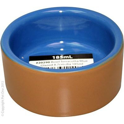 PET ONE PET BOWL TERRACOTTA AND BLUE GLAZE 185ML