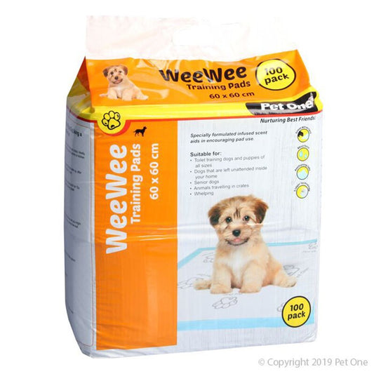 PET ONE WEEWEE TRAINING PADS 60CMX60CM 100PK