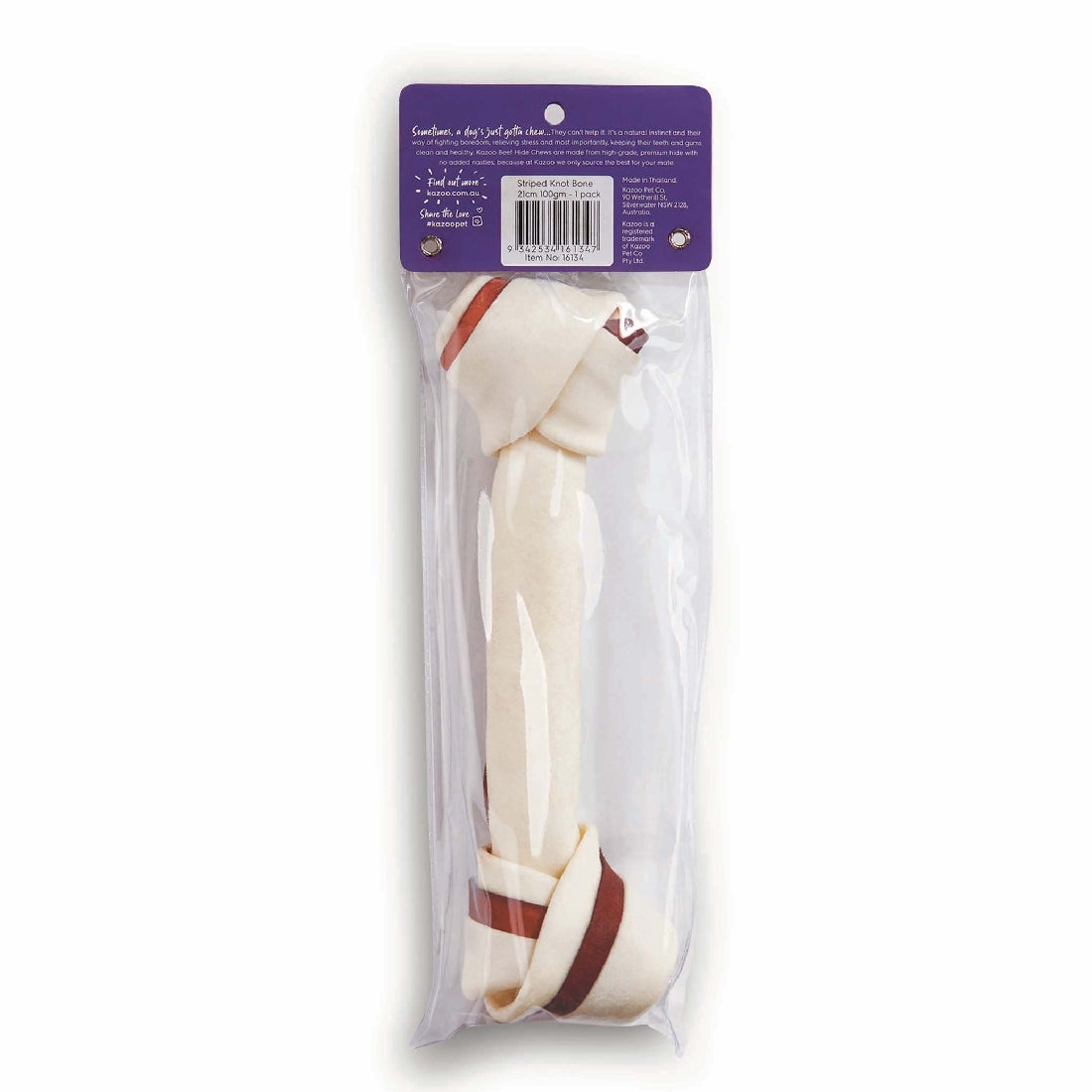 KAZOO STRIPED KNOT BONE 21CM 100GM 1PK