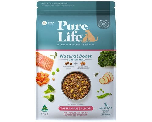 PURE LIFE NATURAL BOOST DRY ADULT DOG FOOD SALMON 1.8KG